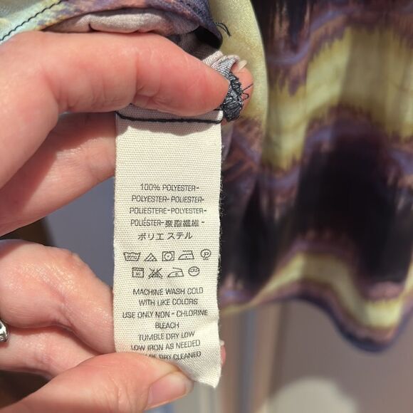 Free people high rise satin silky soft wrap front tie dye top medium - Picture 12 of 12